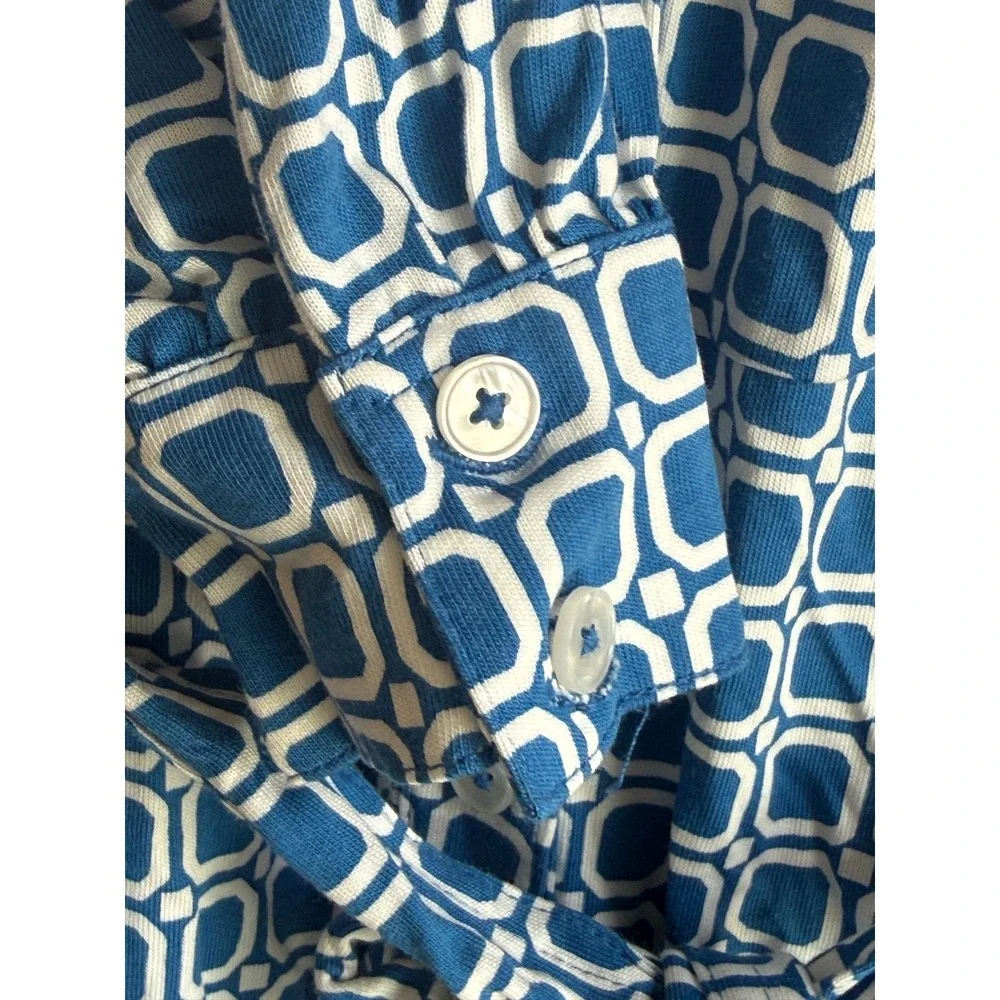 Boden Blue‎ White Julia Geometric Print Shirt Dress Long Sleeve US 4R
